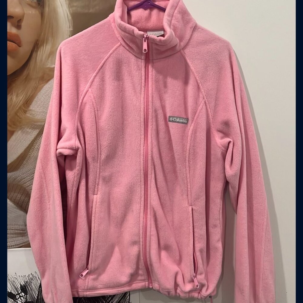 colombia pink sherpa jacket women's XL